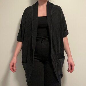 Unique black short sleeve cardigan